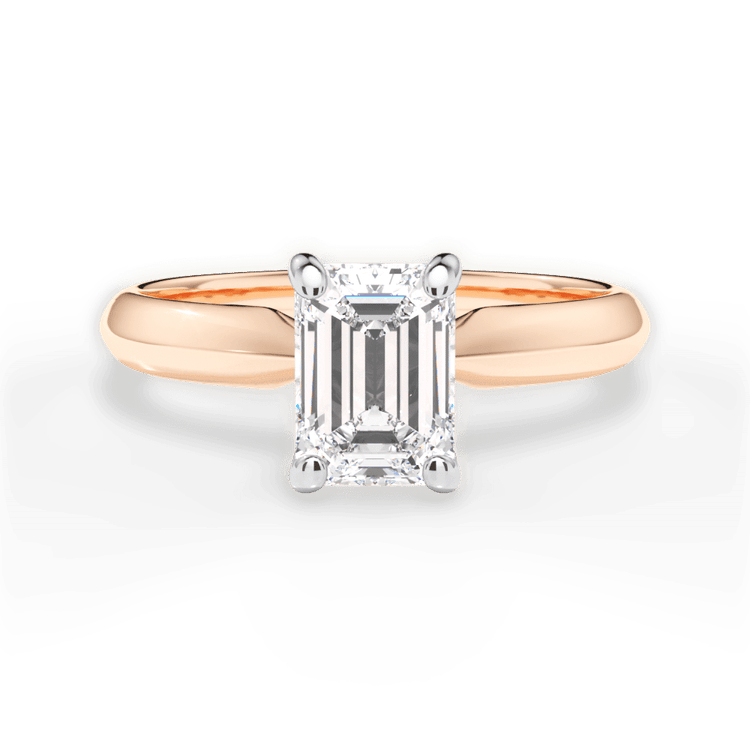The Ottilie Emerald Cut 18kt Rose Gold Solitaire Knife-Edge Engagement Ring