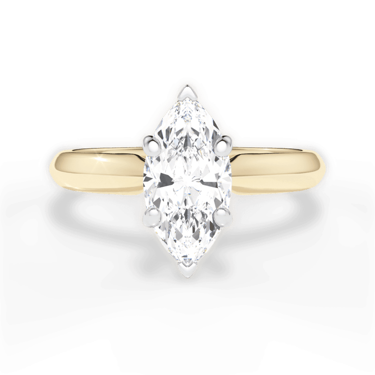 The Ottilie Marquise Cut 18kt Yellow Gold Solitaire Knife-Edge Engagement Ring
