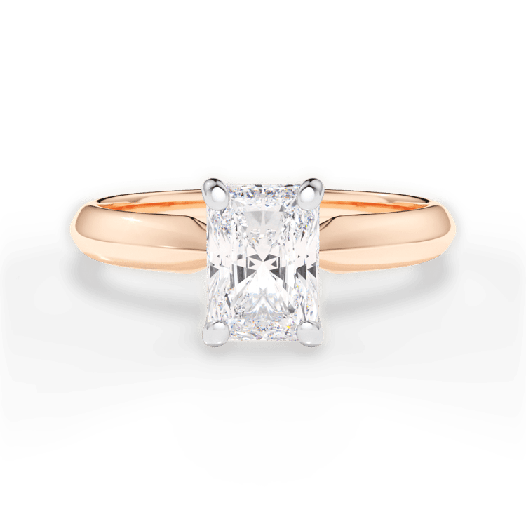 The Ottilie Radiant Cut 18kt Rose Gold Solitaire Knife-Edge Engagement Ring