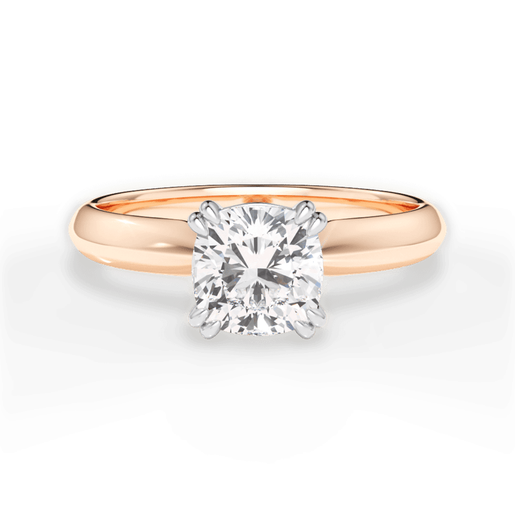 The Tallulah Cushion Cut 18kt Rose Gold Solitaire Knife-Edge Tulip Engagement Ring