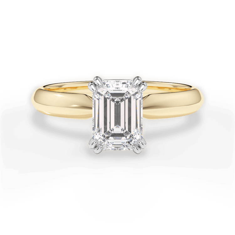 The Tallulah Emerald Cut 18kt Yellow Gold Solitaire Knife-Edge Tulip Engagement Ring