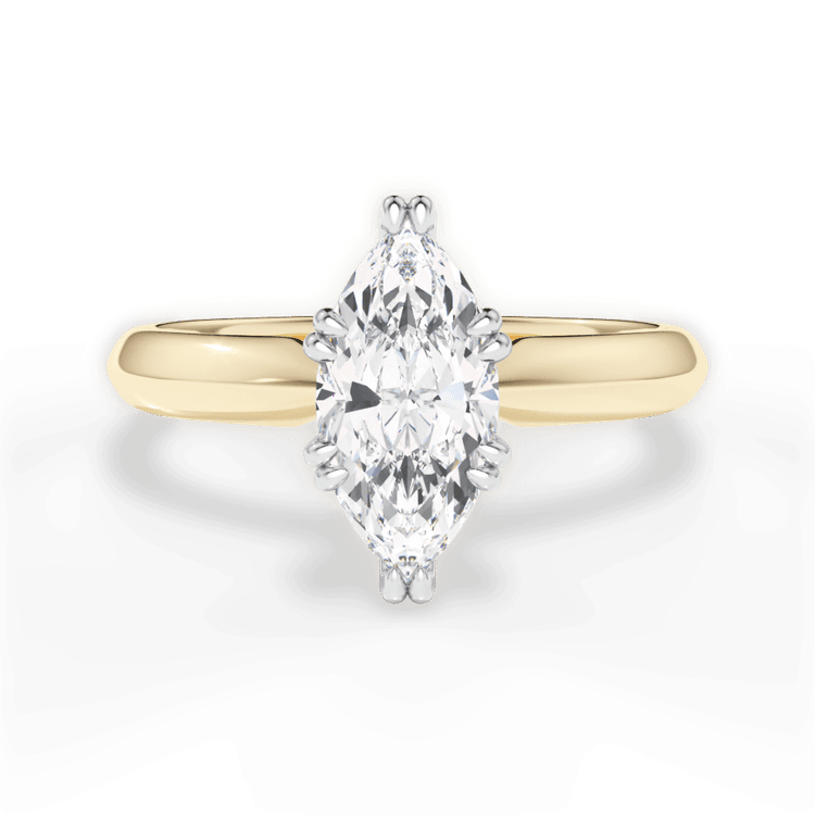 The Tallulah Marquise Cut 18kt Yellow Gold Solitaire Knife-Edge Tulip Engagement Ring