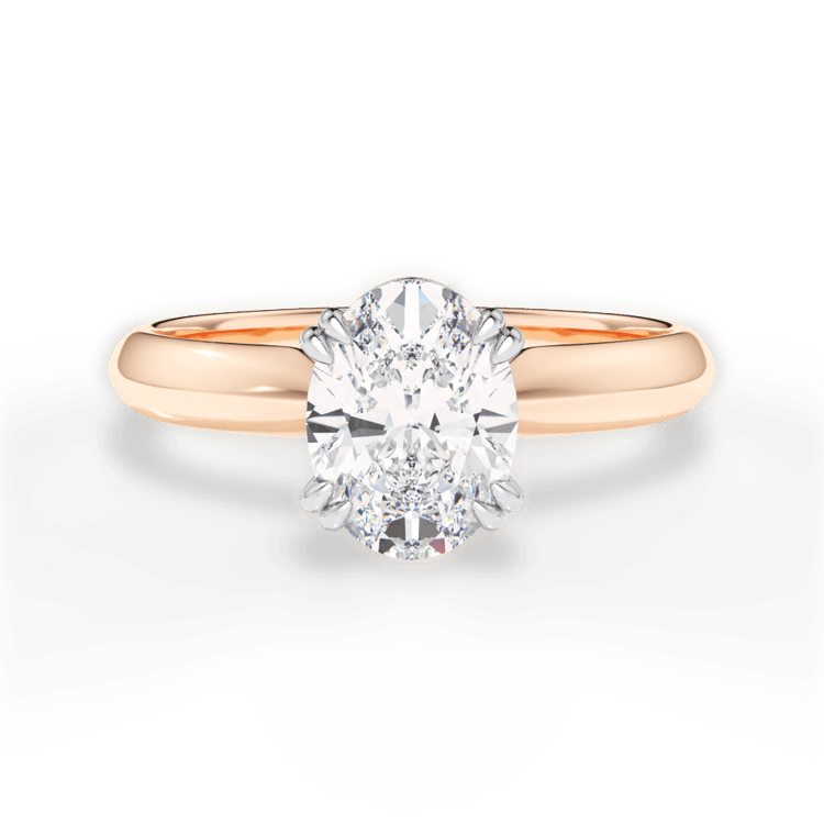 The Tallulah Oval Cut 18kt Rose Gold Solitaire Knife-Edge Tulip Engagement Ring