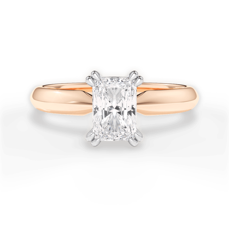 The Tallulah Radiant Cut 18kt Rose Gold Solitaire Knife-Edge Tulip Engagement Ring