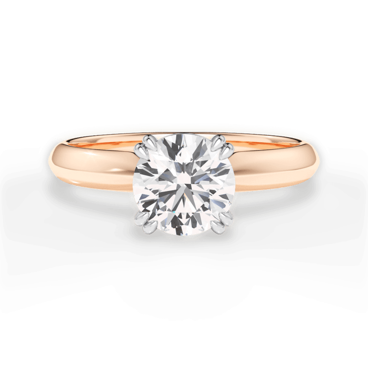The Tallulah Round Cut 18kt Rose Gold Solitaire Knife-Edge Tulip Engagement Ring