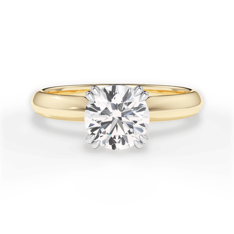 The Tallulah Round Cut 18kt Yellow Gold Solitaire Knife-Edge Tulip Engagement Ring
