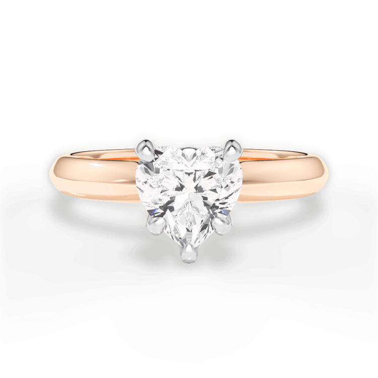 The Althea Heart Shaped 18kt Rose Gold Solitaire Knife-Edge Engagement Ring