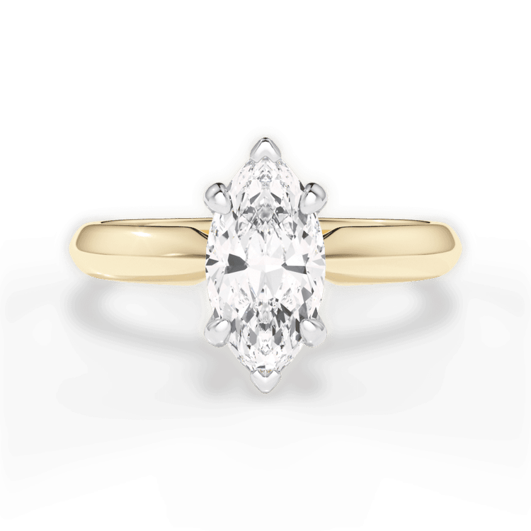 The Althea Marquise Cut 18kt Yellow Gold Solitaire Knife-Edge Engagement Ring