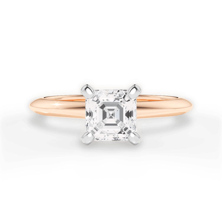 The Milena Asscher Cut 18kt Rose Gold Solitaire Knife-Edge Engagement Ring