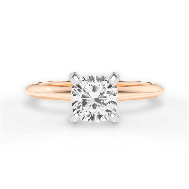 The Milena Cushion Cut 18kt Rose Gold Solitaire Knife-Edge Engagement Ring