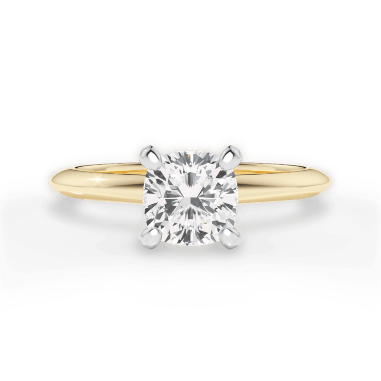The Milena Cushion Cut 18kt Yellow Gold Solitaire Knife-Edge Engagement Ring