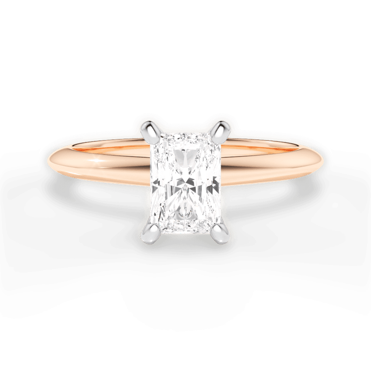 The Milena Radiant Cut 18kt Rose Gold Solitaire Knife-Edge Engagement Ring