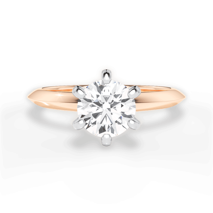 The Agnes Round Cut 18kt Rose Gold Six-Prong Knife-Edge Solitaire Engagement Ring
