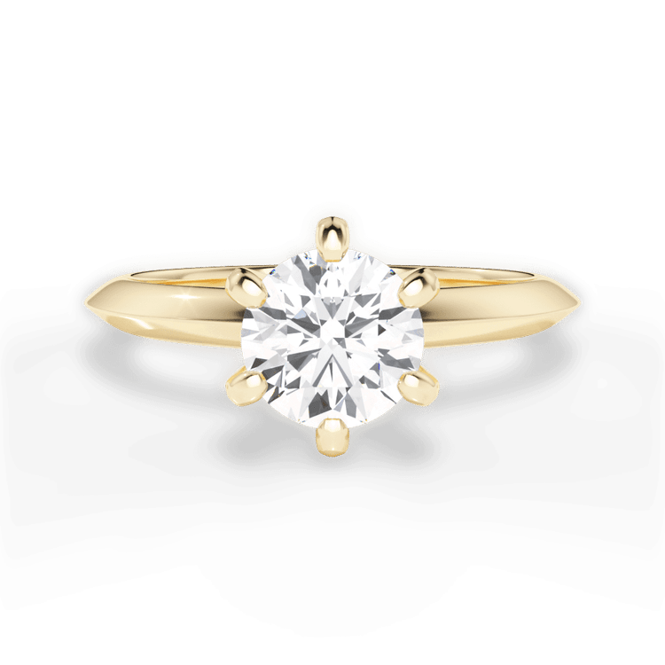 The Bella Round Cut 18kt Yellow Gold Six-Prong Knife-Edge Solitaire Engagement Ring