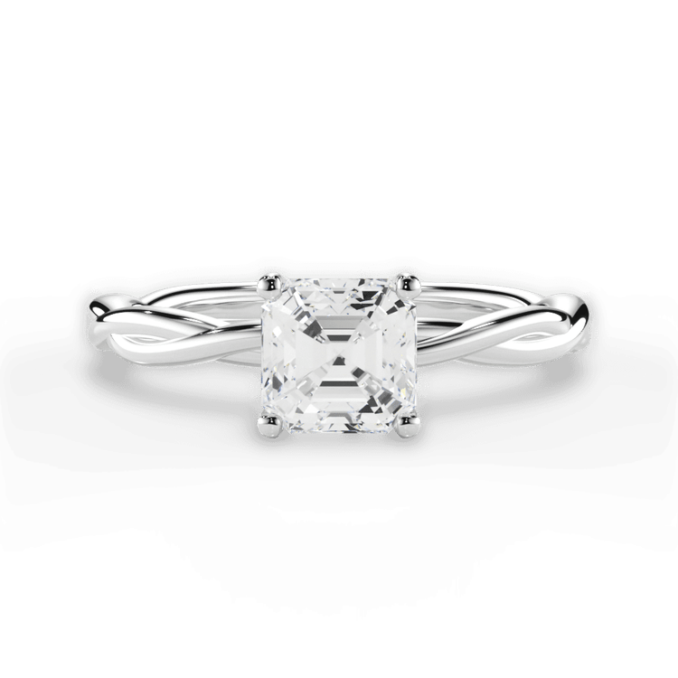 The Anais Asscher Cut Platinum Twisted Solitaire Engagement Ring