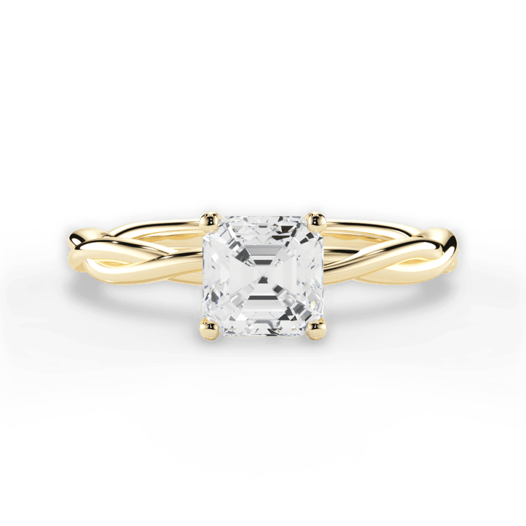 The Anais Asscher Cut 18kt Yellow Gold Twisted Solitaire Engagement Ring