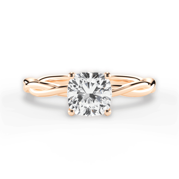 The Anais Cushion Cut 18kt Rose Gold Twisted Solitaire Engagement Ring