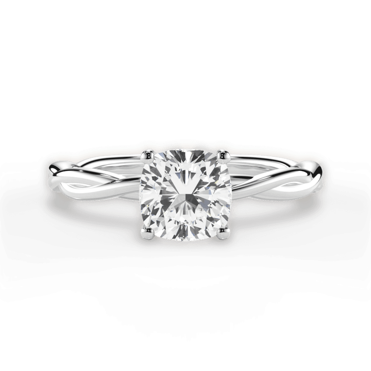 The Anais Cushion Cut Platinum Twisted Solitaire Engagement Ring