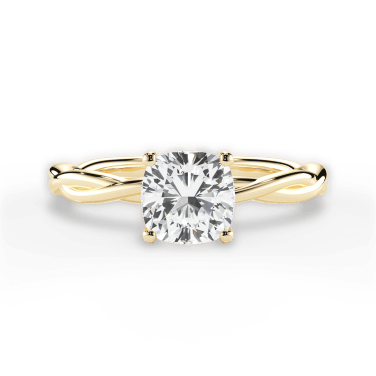 The Anais Cushion Cut 18kt Yellow Gold Twisted Solitaire Engagement Ring