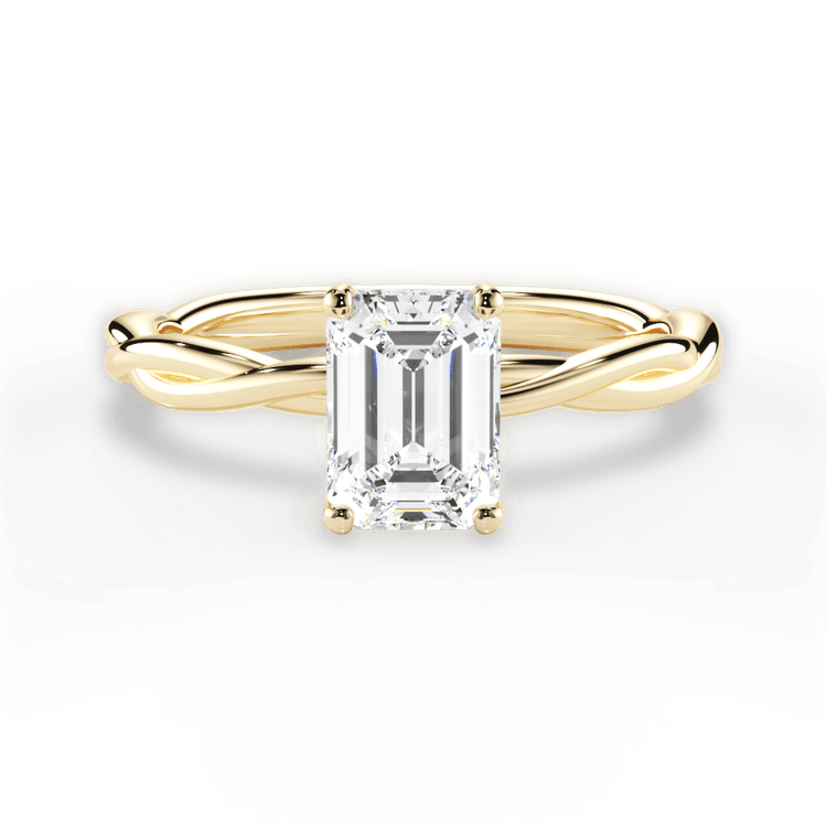The Anais Emerald Cut 18kt Yellow Gold Twisted Solitaire Engagement Ring