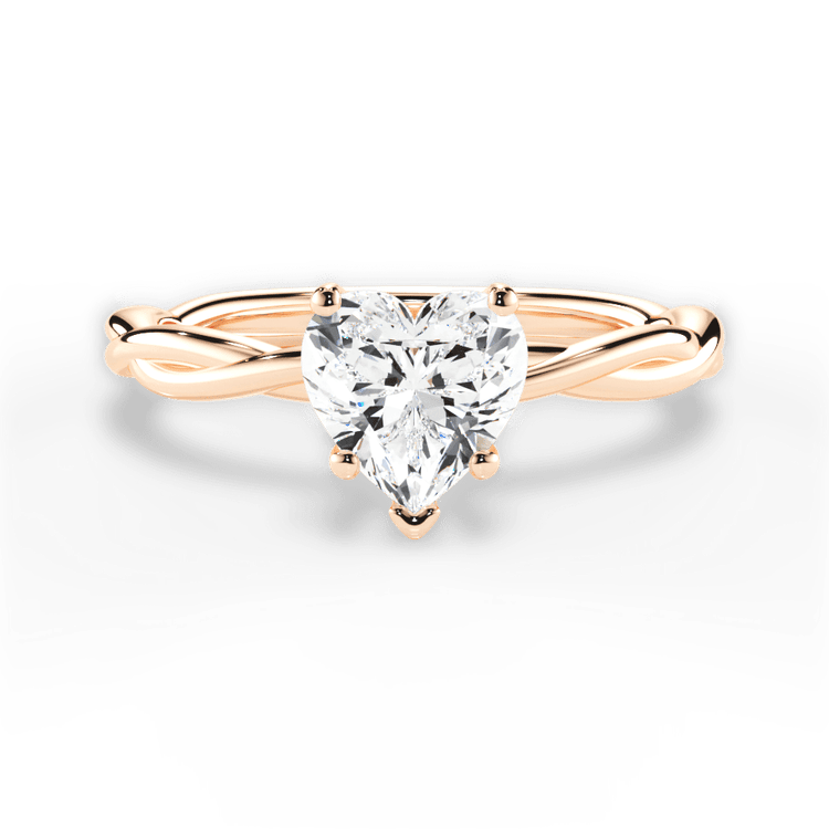 The Anais Heart Shaped 18kt Rose Gold Twisted Solitaire Engagement Ring