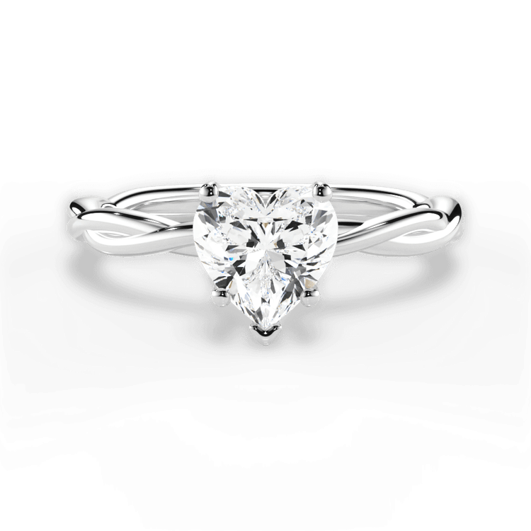 The Anais Heart Shaped Platinum Twisted Solitaire Engagement Ring