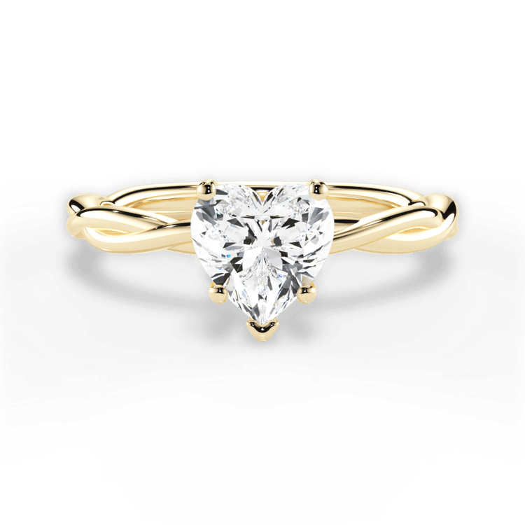 The Anais Heart Shaped 18kt Yellow Gold Twisted Solitaire Engagement Ring