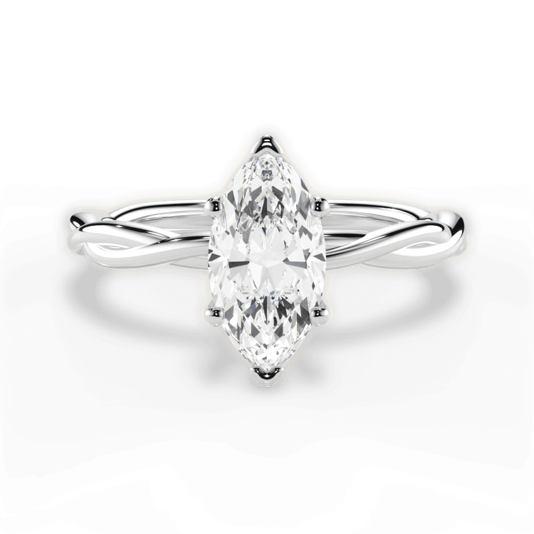 The Anais Marquise Cut Platinum Twisted Solitaire Engagement Ring