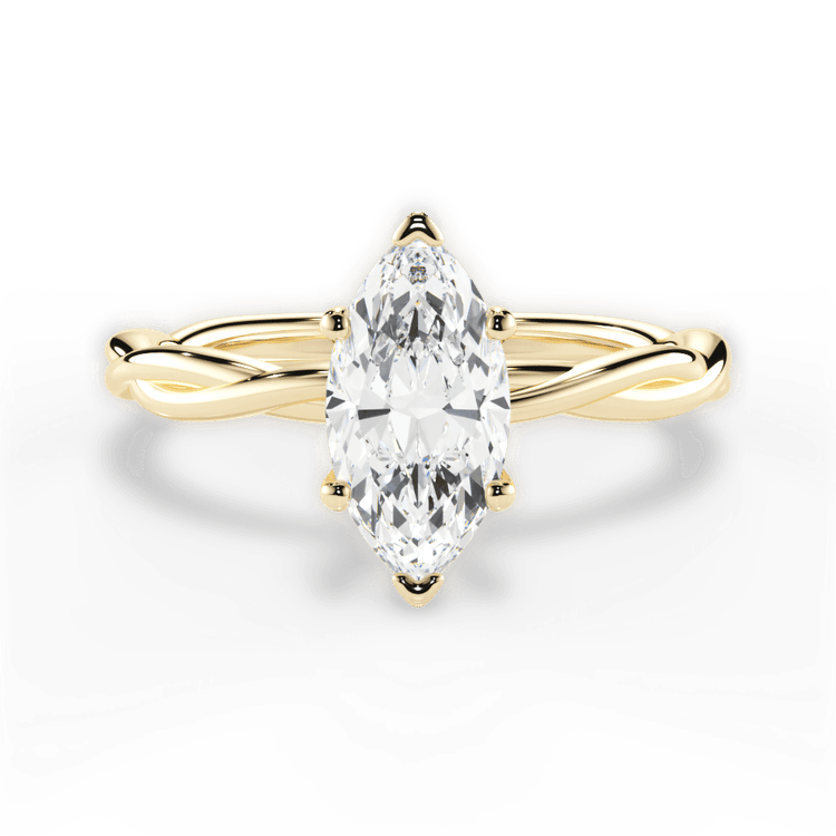 The Anais Marquise Cut 18kt Yellow Gold Twisted Solitaire Engagement Ring