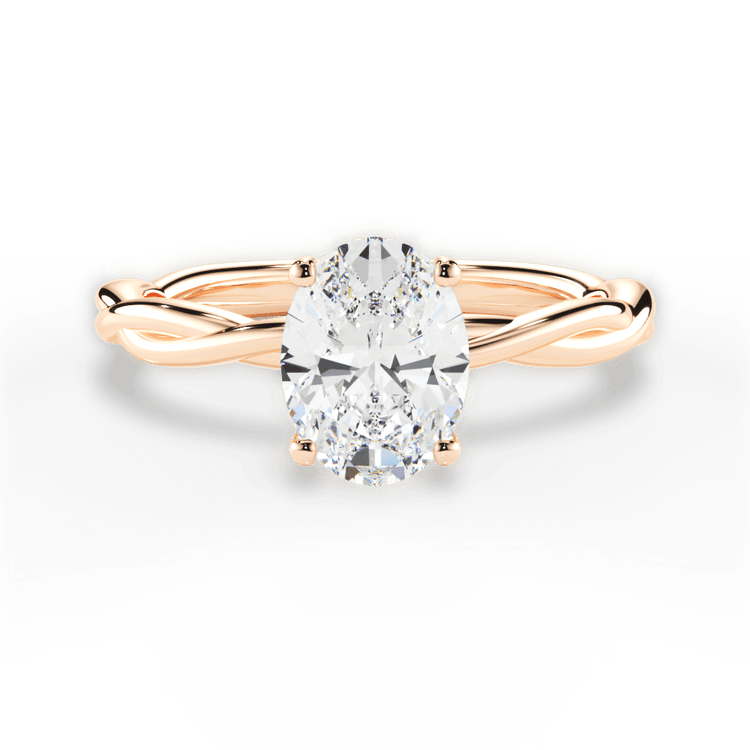 The Anais Oval Cut 18kt Rose Gold Twisted Solitaire Engagement Ring