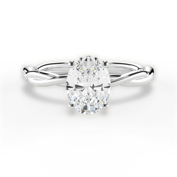 The Anais Oval Cut Platinum Twisted Solitaire Engagement Ring