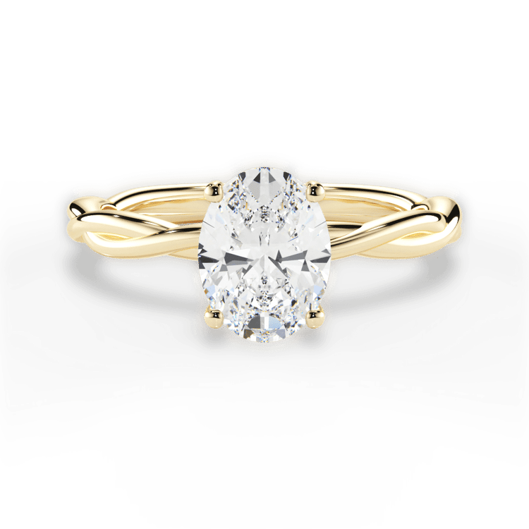 The Anais Oval Cut 18kt Yellow Gold Twisted Solitaire Engagement Ring