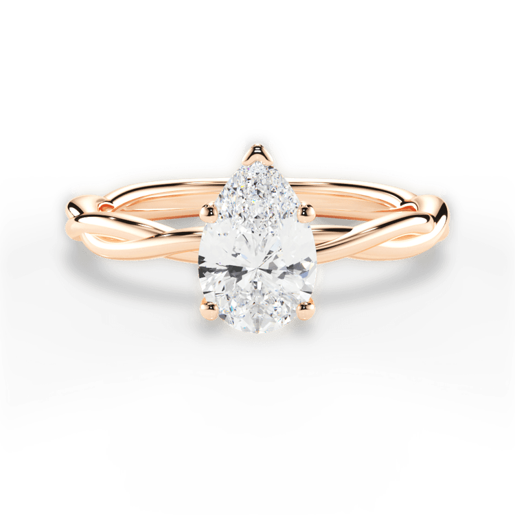 The Anais Princess Cut 18kt Rose Gold Twisted Solitaire Engagement Ring