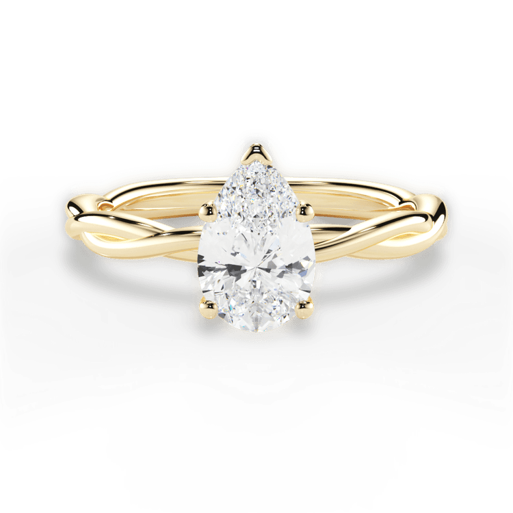 The Anais Princess Cut 18kt Yellow Gold Twisted Solitaire Engagement Ring