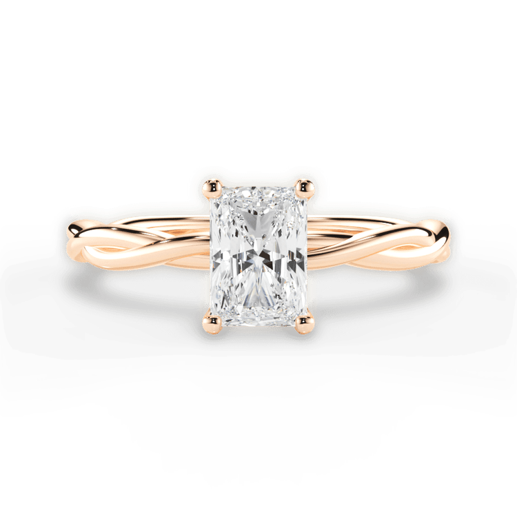 The Anais Radiant Cut 18kt Rose Gold Twisted Solitaire Engagement Ring