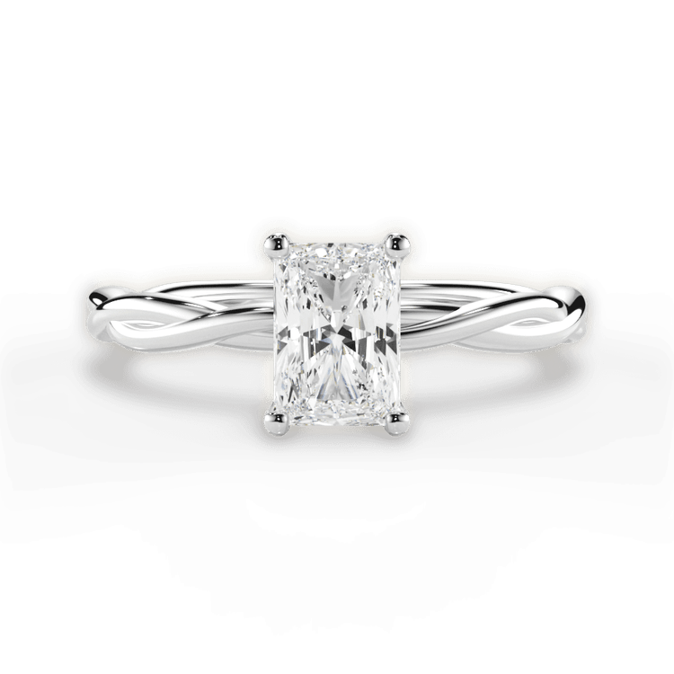 The Anais Radiant Cut Platinum Twisted Solitaire Engagement Ring
