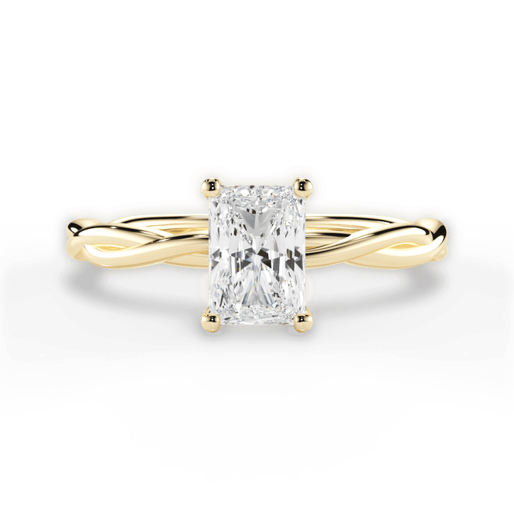 The Anais Radiant Cut 18kt Yellow Gold Twisted Solitaire Engagement Ring