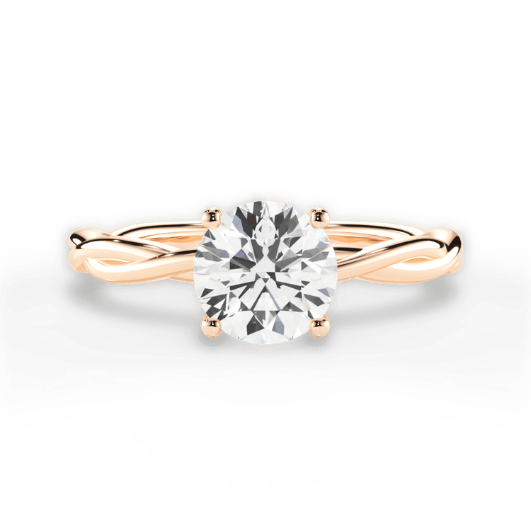 The Anais Round Cut 18kt Rose Gold Twisted Solitaire Engagement Ring
