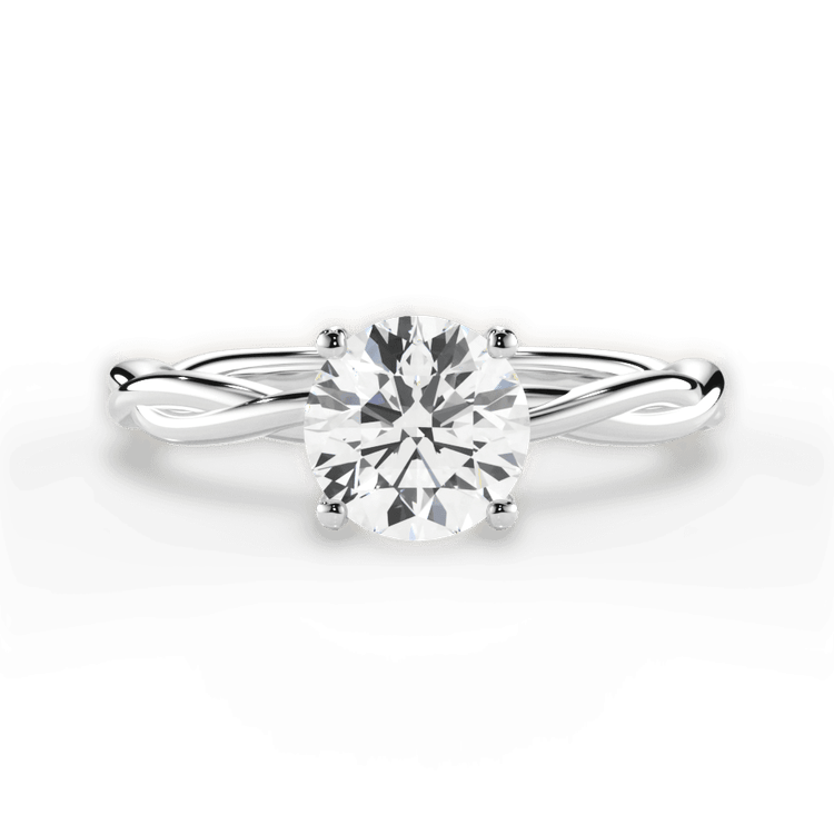 The Anais Round Cut Platinum Twisted Solitaire Engagement Ring