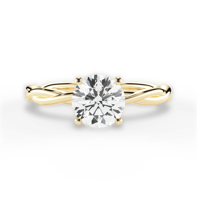 The Anais Round Cut 18kt Yellow Gold Twisted Solitaire Engagement Ring