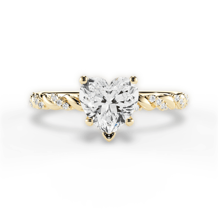 The Luna Heart Shaped 18kt Yellow Gold Half Diamond Twist Engagement Ring