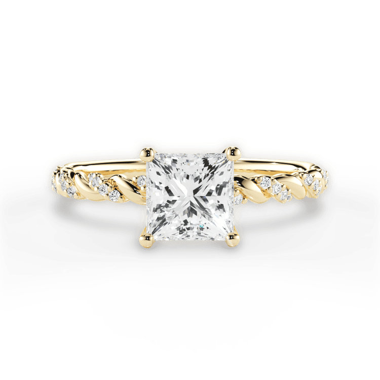 The Luna Pear Shaped 18kt Yellow Gold Half Diamond Twist Engagement Ring