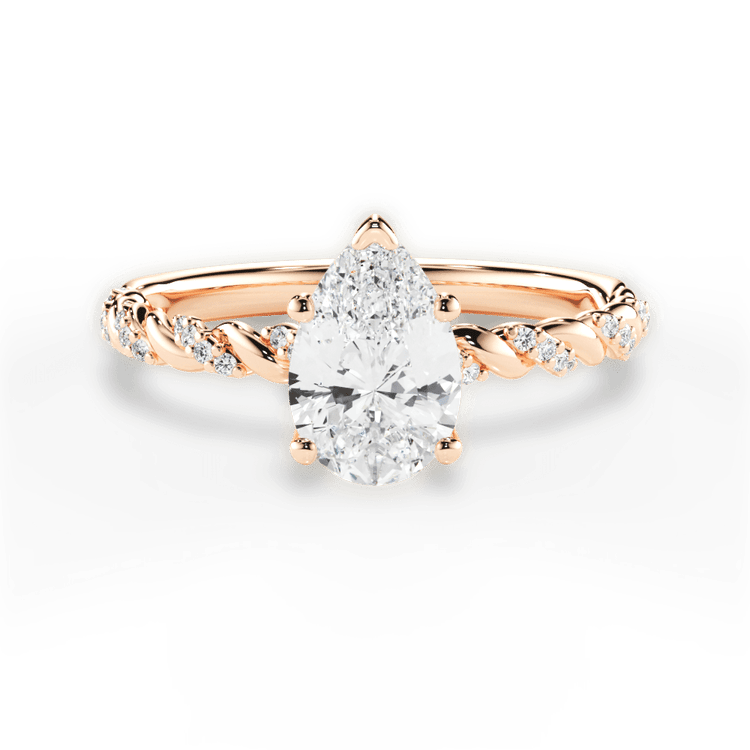 The Luna Princess Cut 18kt Rose Gold Half Diamond Twist Engagement Ring