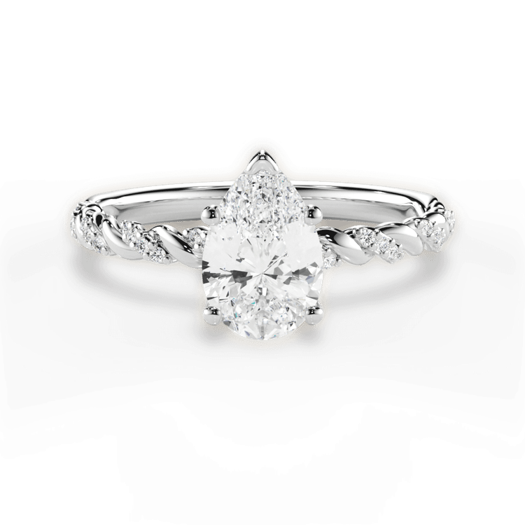 The Luna Princess Cut Platinum Half Diamond Twist Engagement Ring