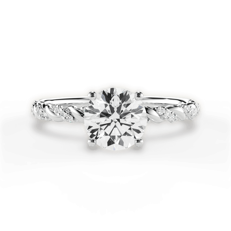 The Luna Round Cut Platinum Half Diamond Twist Engagement Ring