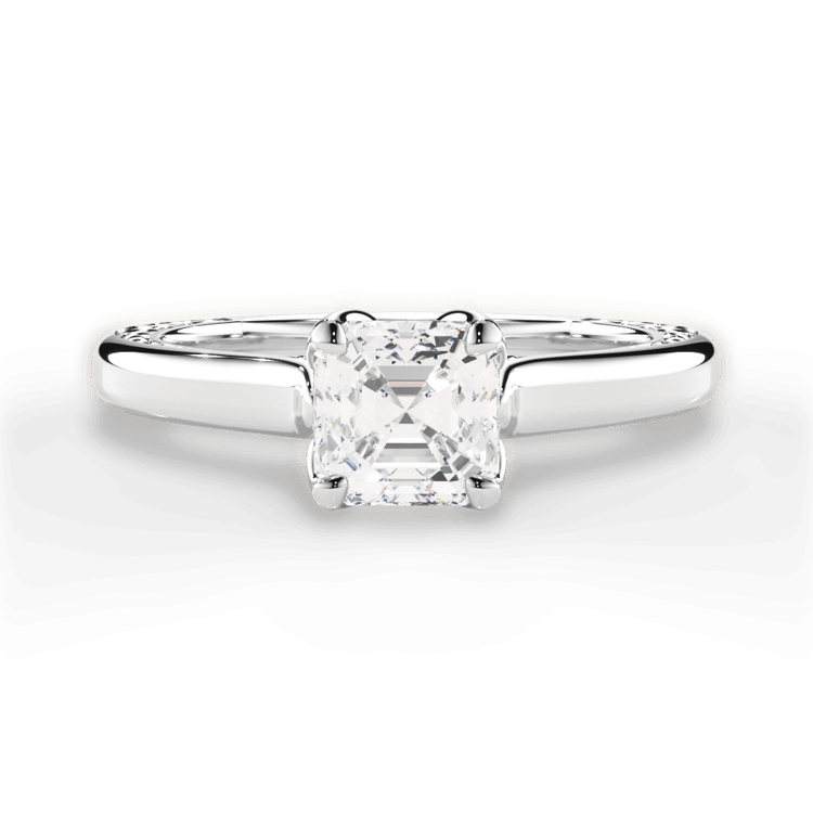 The Kenzie Asscher Cut Platinum Solitaire Diamond Braided Engagement Ring
