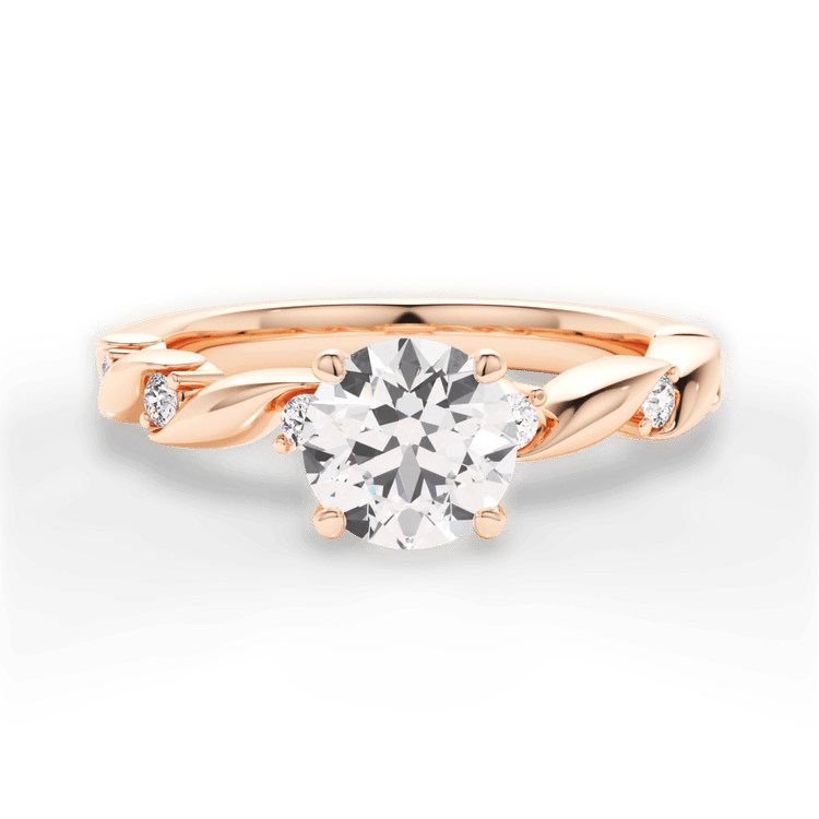 The Zariah Round Cut 18kt Rose Gold Coil Twist Diamond Engagement Ring