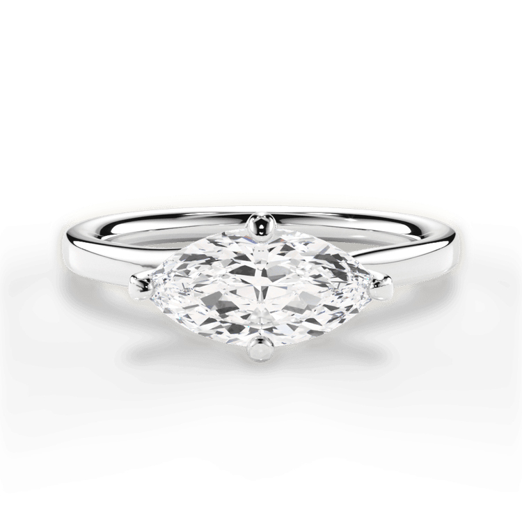 The Evelyn Marquise Cut Platinum Solitaire Kite Set Swirl Engagement Ring