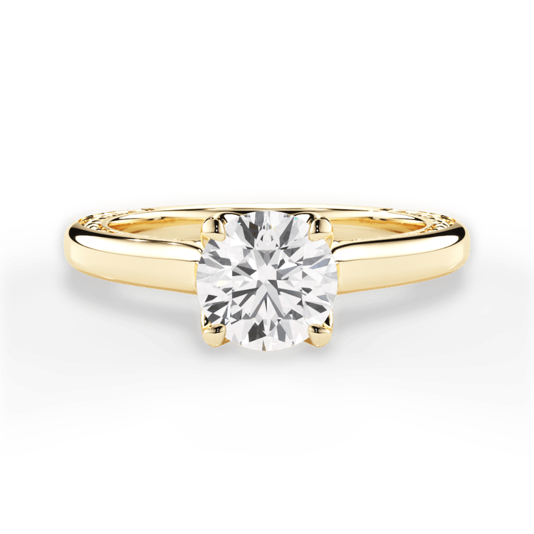 The Kenzie Round Cut 18kt Yellow Gold Solitaire Diamond Braided Engagement Ring