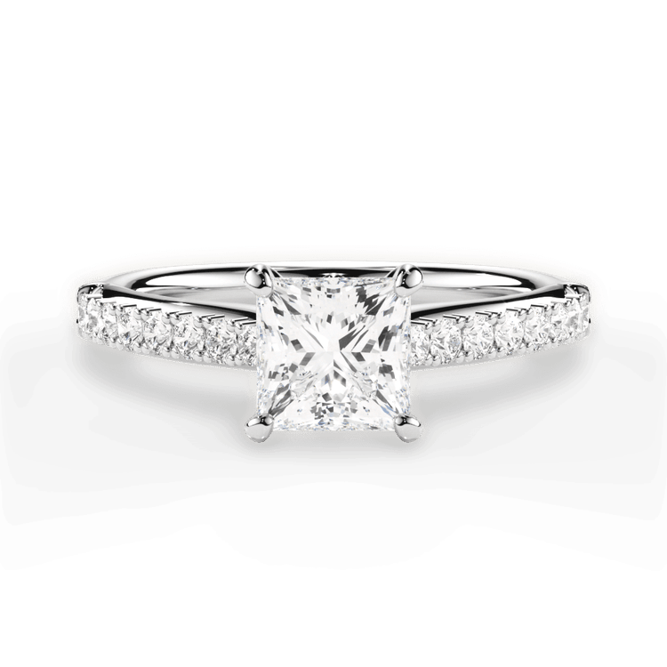 The Adele Pear Shaped 14kt White Gold French-Set Diamond Band Engagement Ring